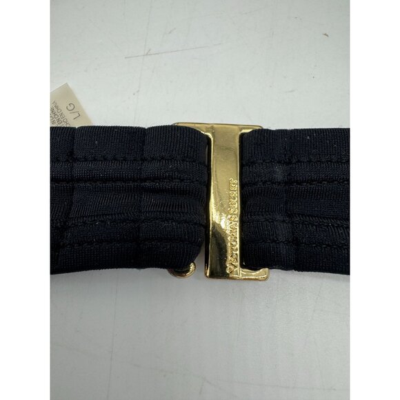 Victoria's Secret Tropical Halter Bikini Top Womens L Black Plunge Neck Summer - Picture 9 of 10